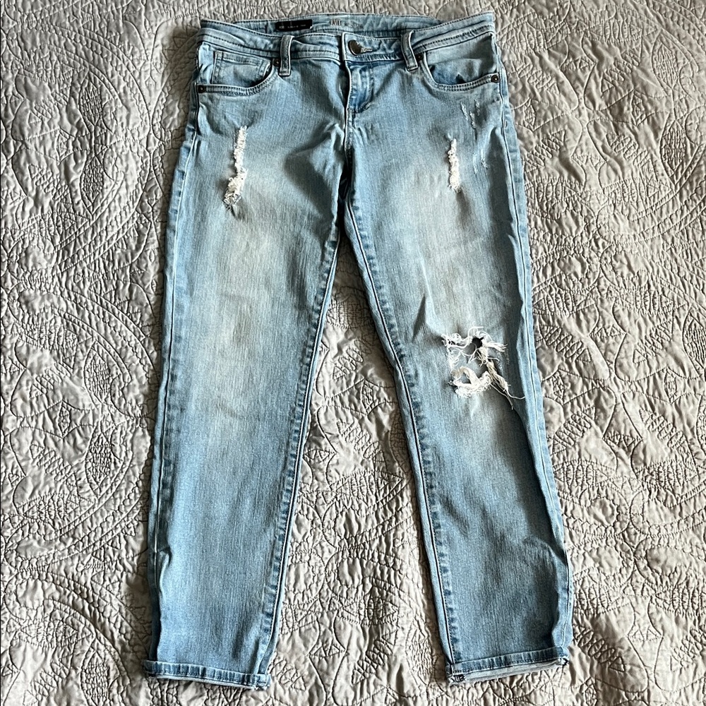 Kut from the Kloth Light Blue Distressed Straight Leg Jeans